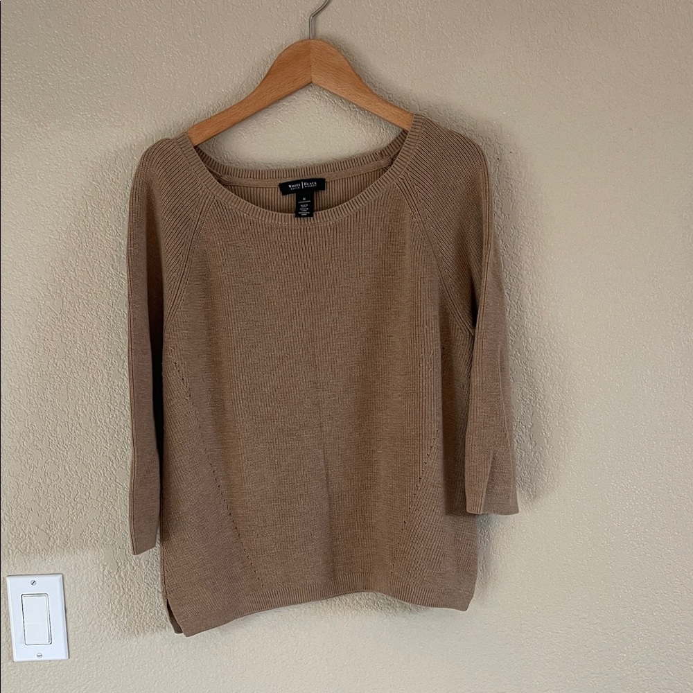 White House Black Market Beige Knit Top